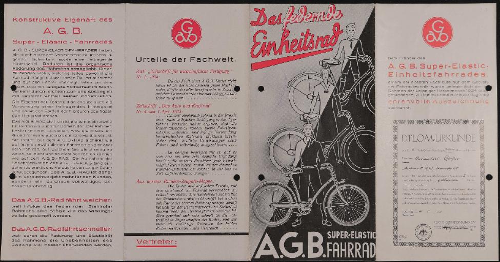 A.G.B. Super-Elastic Fahrrad Faltblatt 1934