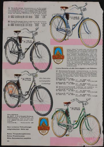Alpina Tourenräder Katalogseite  1962