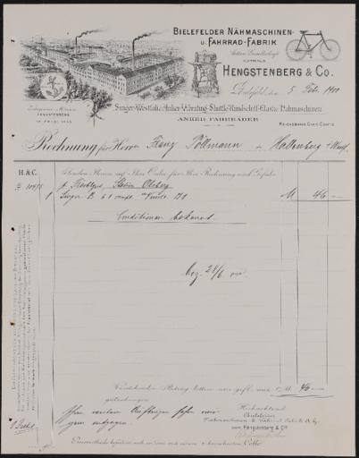 Anker Hengstenberg u. Co. Rechnung 5.2.1900