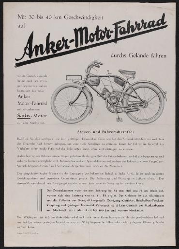 Anker Motor-Fahrrad Werbeblatt 1931