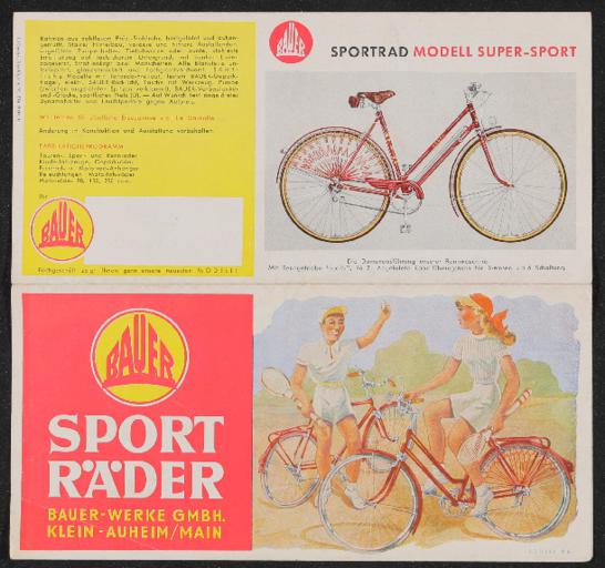 Bauer Sporträder Faltblatt 1951 1952