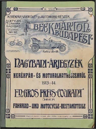 Beck Marton Budapest Fahrrad- Motorradteile Katalog 1913