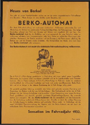 Berko Berko-Automat Werbeblatt 1932