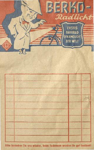 Berko Bestellzettel 1930er Jahre