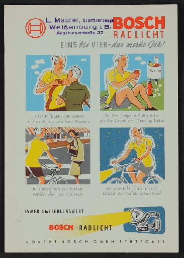 Bosch Radlicht Werbeblatt 1950er Jahre