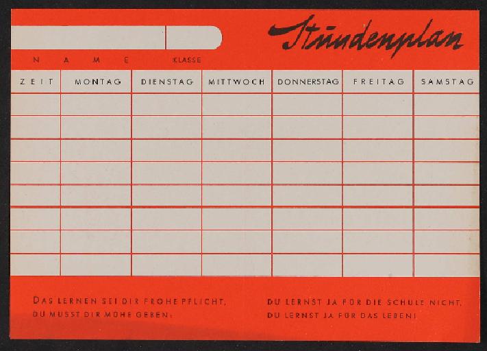 Bosch Radlicht Werbeblatt Stundenplan 1954