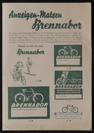 Brennabor Anzeigen-Matern Anzeigendruckvorlagen 1930er Jahre