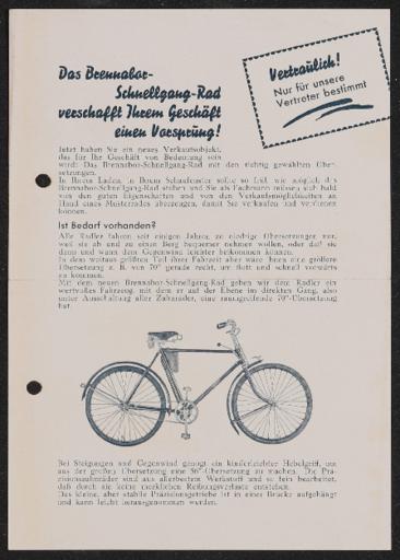 Brennabor Schnellgang- Faltblatt 1936