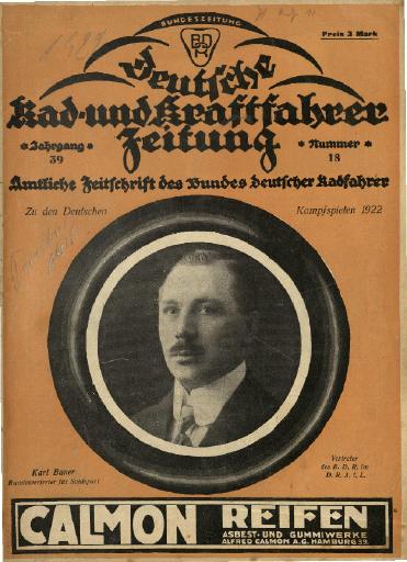 1922 Deutsche Rad- und Kraftfahrer Zeitung Jg. 39 Nr. 18
