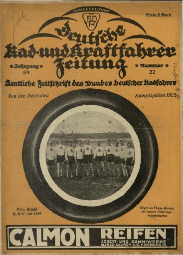 1922 Deutsche Rad- und Kraftfahrer Zeitung Jg. 39 Nr. 22