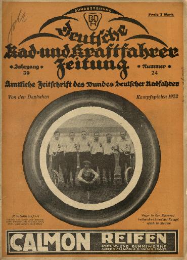 1922 Deutsche Rad- und Kraftfahrer Zeitung Jg. 39 Nr. 24