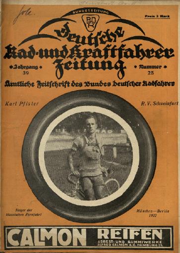 1922 Deutsche Rad- und Kraftfahrer Zeitung Jg. 39 Nr. 25