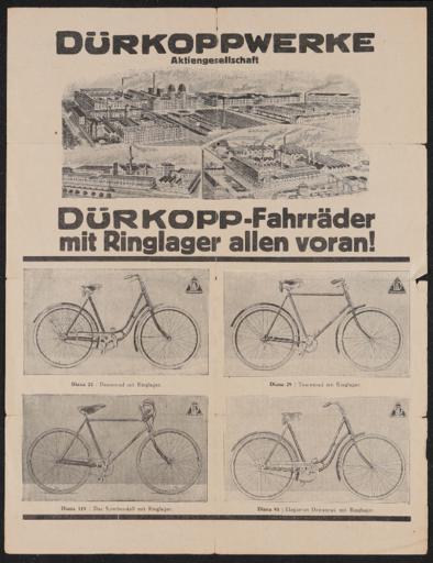 Dürkopp Fahrräder mit Ringlager Werbeblatt 1920er Jahre