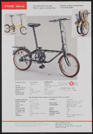 Dahon Faltrad, Dahon Inc. (USA) Werbeblätter 1990er Jahre