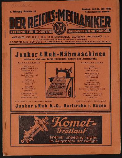 Der Reichsmechaniker Zeitung 30. Juni 1927