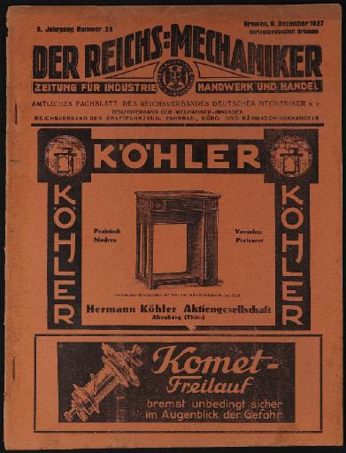 Der Reichsmechaniker Zeitung 8.Dezember 1927