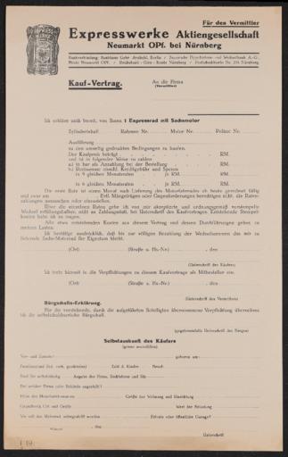 Express Kaufvertrag 1930er Jahre