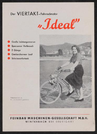 Ideal Viertakt-Fahrradmotor Feinbau Maschinen-GmbH Faltblatt