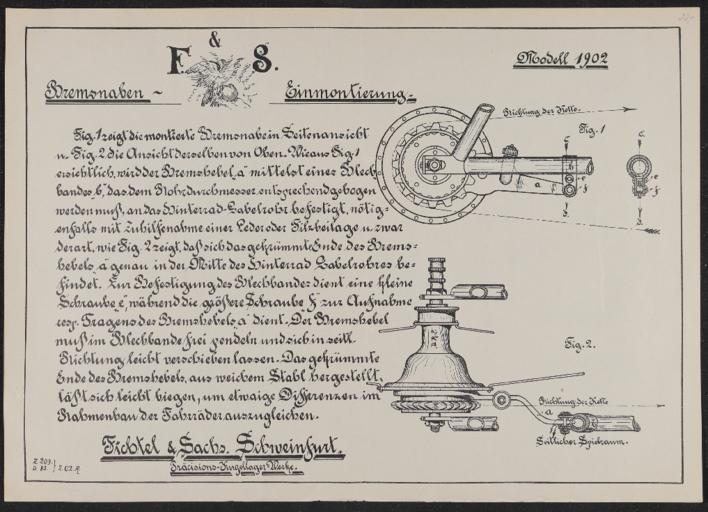 F u. S Bremsnabe Einmontierung Anleitung 1902