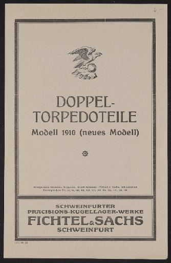 Fichtel u. Sachs Doppel-Torpedoteile für Modell 1910 Infoblatt 1922