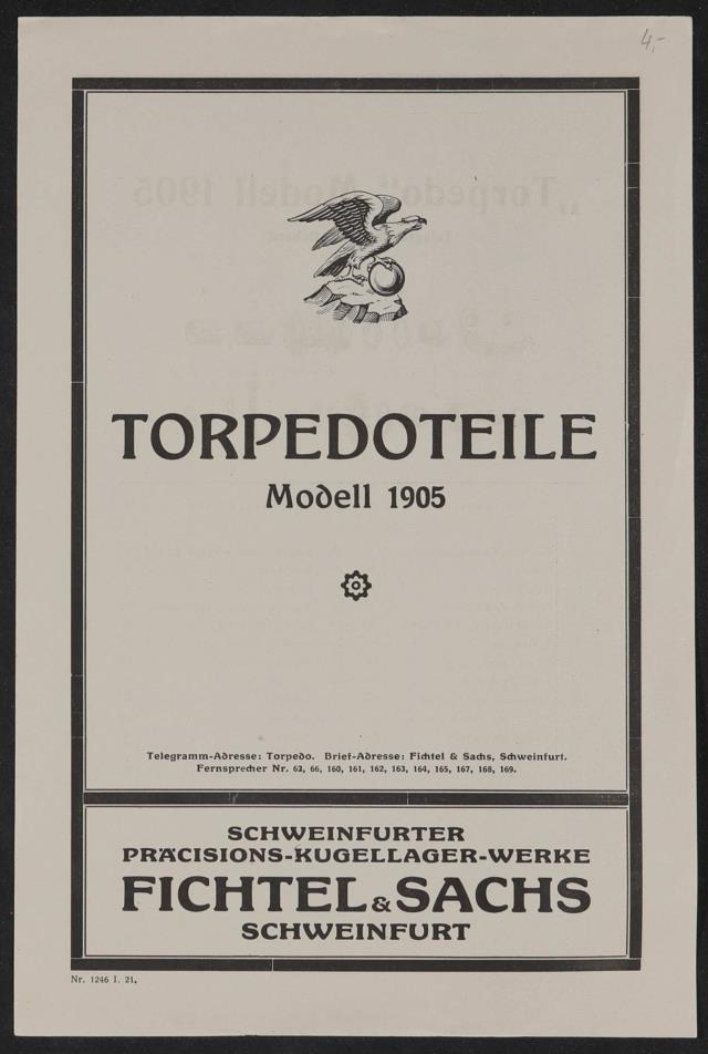 Fichtel u. Sachs Torpedoteile Modell 1905 Liste 1921