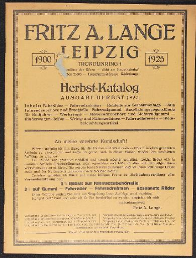Fritz A. Lange Leipzig Katalog 1925