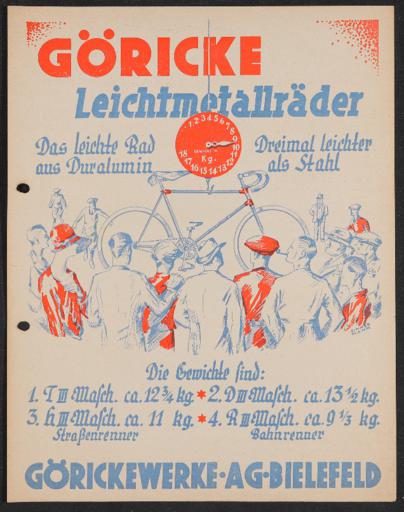 Göricke  Leichtmetallräder Werbeblatt 1930er Jahre