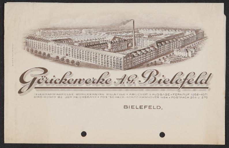 Göricke Görickewerke Briefkopfmuster 1910er Jahre