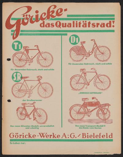 Göricke Qualitätsrad Werbeblatt 1920er Jahre