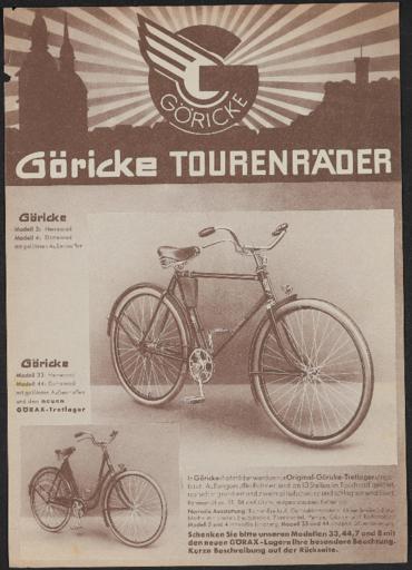 Göricke Tourenräder Werbeblatt 1930er Jahre