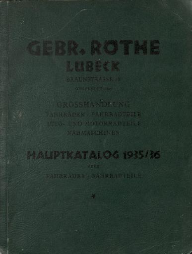 1935 Gebrüder Rothe Lübeck Hauptkatalog