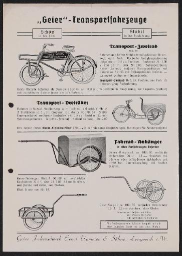 Geier Transportfahrzeuge Werbeblatt 1930er Jahre