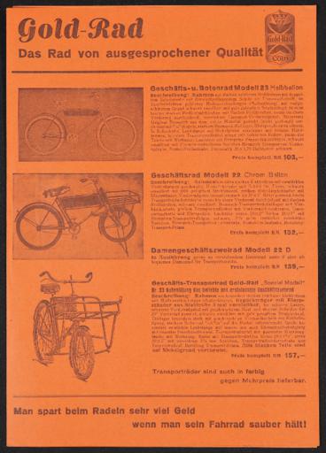 Gold-Rad Faltblatt 1930er Jahre
