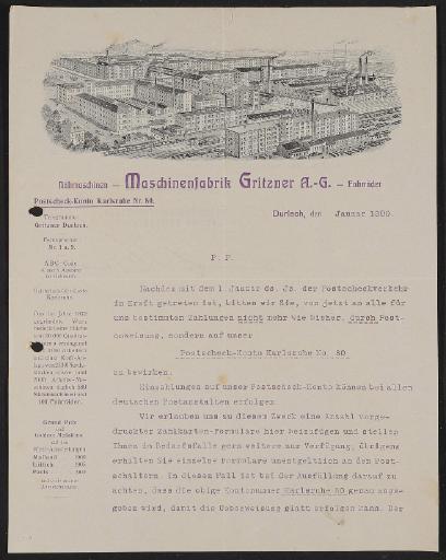 Gritzner, Informationsschreiben 1909