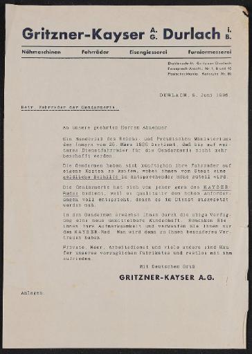 Gritzner-Kayser Händler Rundbrief1936