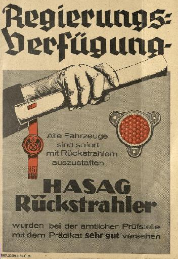 1937 Hasag Rückstrahler Faltblatt