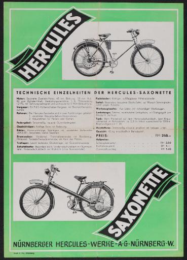 Hercules-Werke AG Nürnberg Saxonette Werbeblatt 30er Jahre