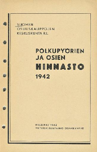 Polkupyorien ja osien hinnasto SOKK 1942