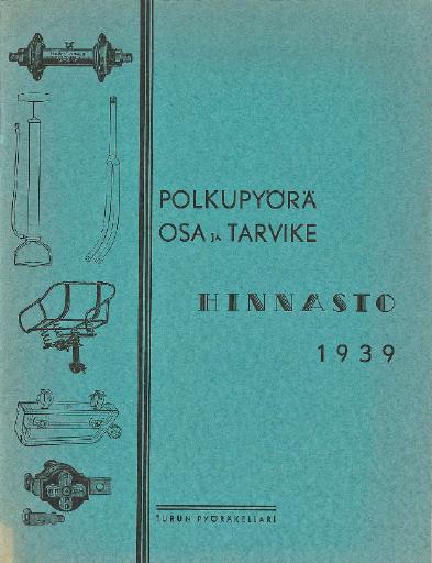 Turun Pyöräkellari Polkupyora osa ja tarvike hinnasto Tunturi 1939