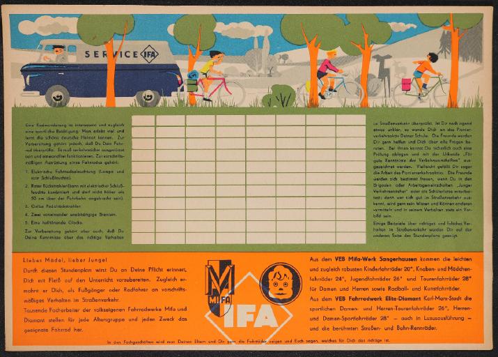 IFA Mifa Diamant Stundenplan 1962