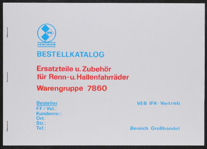 IFA Vertrieb Bestellkatalog Ersatzteile und Zubehör Katalog 1981
