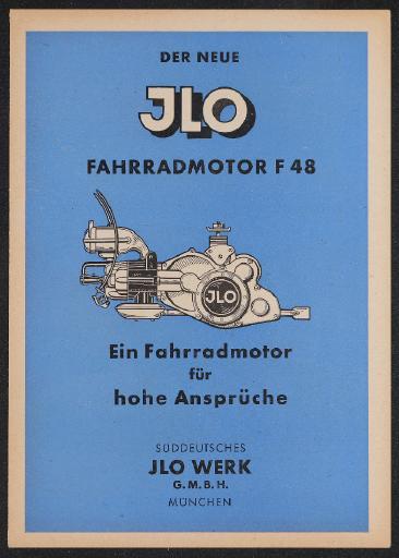 ILO Der neue Fahrradmotor F48 für hohe Ansprüche Faltblatt 50er Jahre