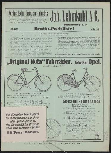 Joh. Lehmkuhl Großhändler Preisliste 1925