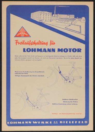 Lohmann Freilaufschaltung für Lohmann Motor Werbeblatt 50er Jahre