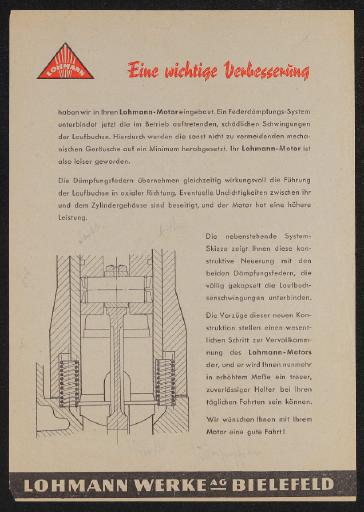 Lohmann Motor Eine wichtige Verbesserung Werbeblatt 50er Jahre
