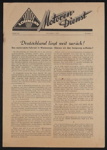 Lohmann Motoren-Dienst Nr. 5 Dezember 1951 Werbezeitschrift 1951