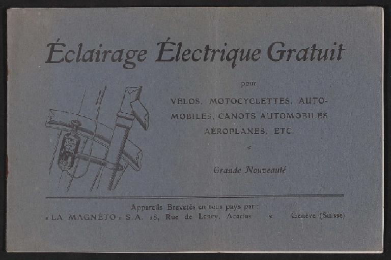 Lucifer, La Magneto SA Genf, Fahrradlichtanlage, Eclairage Electrique Gratuit pour Velos, Prospekt 1912