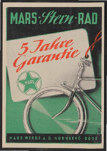 Mars Stern-Rad Werbeblatt 1950er Jahre