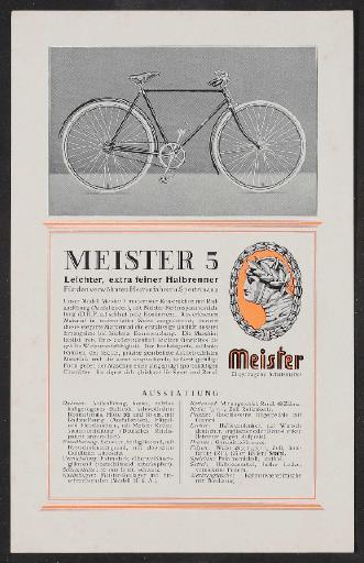 Meister, Halbrenner, Werbeblatt 1920er Jahre