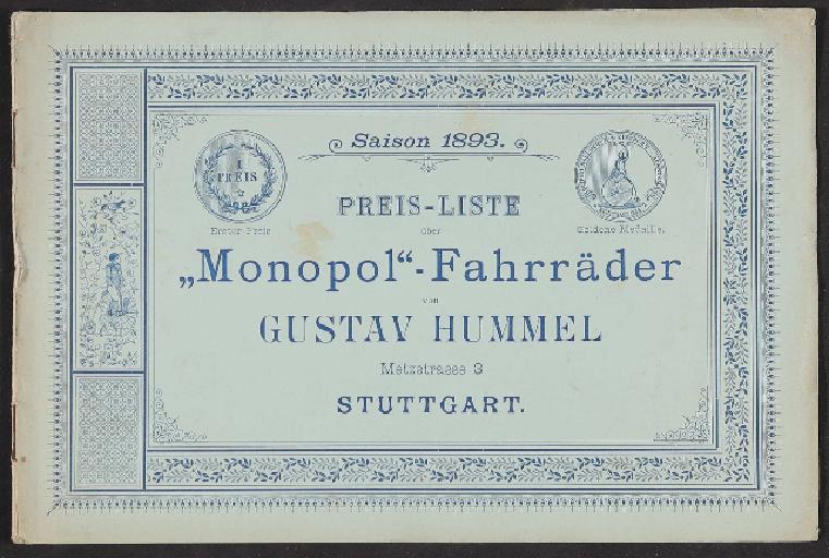 Monopol-Fahrräder, Katalog 1893